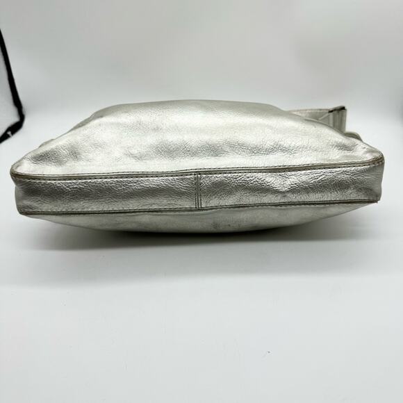 Michael Kors Metallic Silver Buckle Accent Hobo Shoulder Bag - Medium Size - Picture 9 of 13